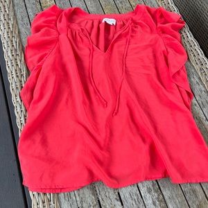 Velvet blouse , size S, bright cherry red